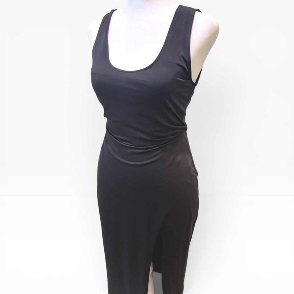 LOVERS + FRIENDS Matriarch Midi Dress Black Leg Slit Stretch Small EUC - Picture 3 of 4